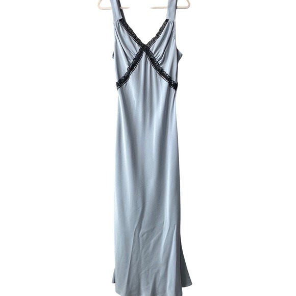 Reformation Provence Slip Dress Lace Trim Midi Dress Light Blue Large Silk - Picture 6 of 6